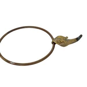 Vintage Brass Coi Fish Bathroom Towel Rack Ring Holder Wall Mount MCM FLAW